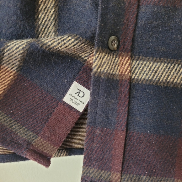 7 Diamonds Mens‎ Generation Plaid Flannel LS Button Down Shirt Medium Burgundy - Picture 4 of 10